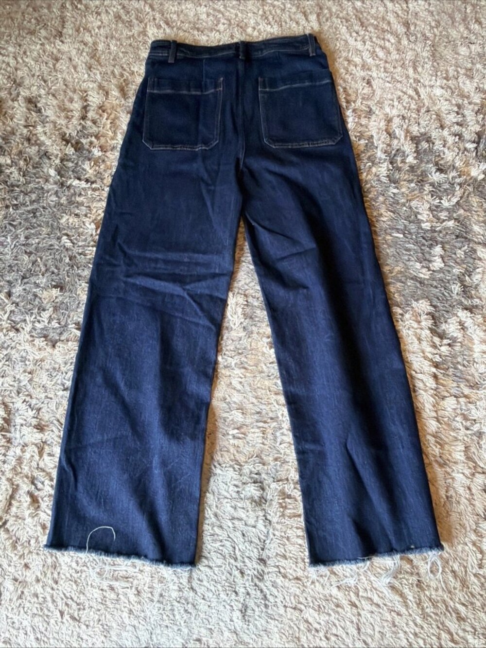 OAT New York High Rise Wide Leg Jeans Blue Raw Hem Women 10/30 - Picture 6 of 8